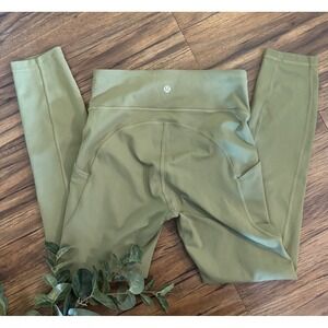 Lululemon Invigorate Leggings SZ 4 Green High Rise Skinny Logo Sportwear